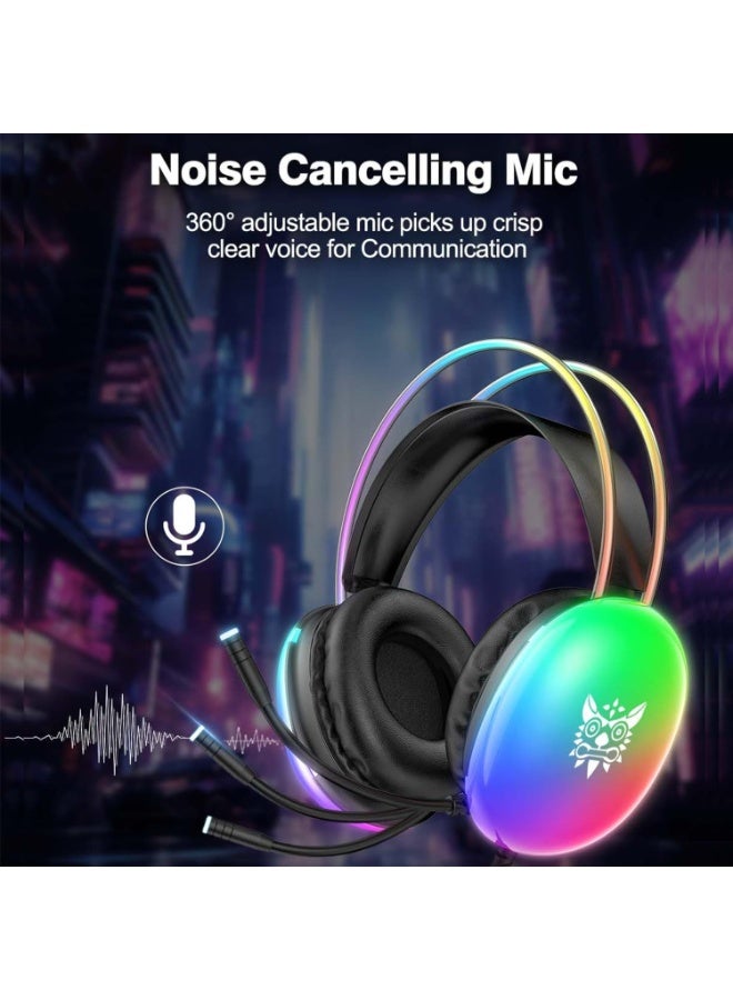 onikuma X25 RGB Gaming Headset - 50MM Drivers - noise Cancellation Microphone - Image 2